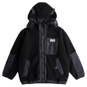 AOGZ national trend workwear jacket for men and women autumn and winter 2025 new velvet thickened jacket couple imitation lamb velvet cotton jacket