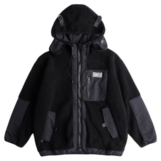 AOGZ national trend workwear jacket for men and women autumn and winter 2025 new velvet thickened jacket couple imitation lamb velvet cotton jacket