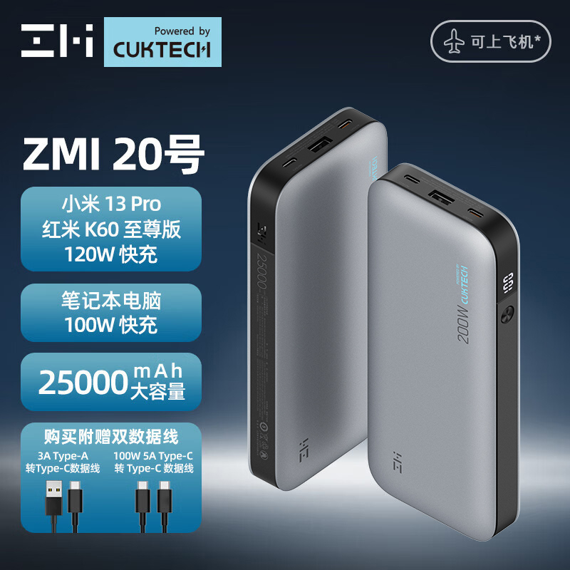 ZMI籦20ƶԴ200W25000С13Pro/Redmiװ׿PD120WƻMacbook ProʼǱ ʵ1285Ԫ,ۺ257/