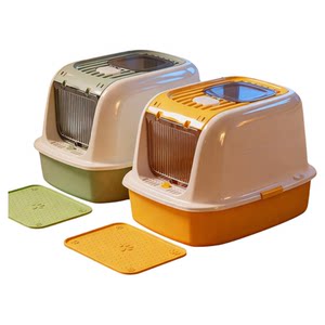 Fully enclosed extra-large splash-proof toilet, deodorizing and anti-sand top-entry extra-large sterilizing cat litter box