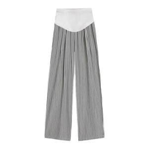 
Pregnant women's striped wide-leg pants in autumn 2025 new styles for wear without slimming belly loose straight trousers during pregnancy