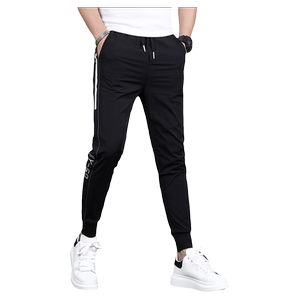 
Summer ice silk casual pants for men's black trendy quick-drying breathable and versatile trendy brand nine-point tie-fitting pants sports pants