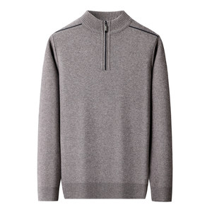 
Hengyuanxiang cashmere sweater middle-aged men's thickened velvet zipper collar sweater 100 pure cashmere dad warm sweater