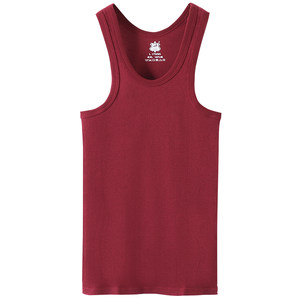 
Pure cotton vest for men's thick ribbed hurdle fitness slim sports bottoming sweatshirt, date red wine red suspender summer