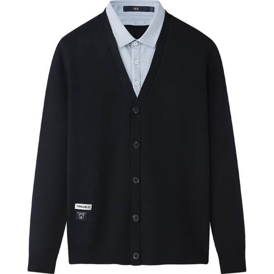 HLA/Heilan House Men's Wool Sweater Men's Shirt Collar Warm Sweater 2026 Autumn and Winter New Fake Two Pieces Men