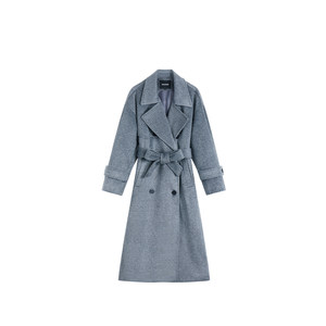 
pusumede[35% off in stock] Retro Gray Lapel Mid-Length Coat Women's Woolen Jacket + Belt