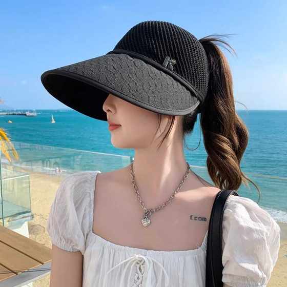 사이클링을 위한 큰 챙이 있는 여성용 여름 자외선 차단 모자, 자외선 방지 빈 탑 선햇, 선햇, 풀 페이스, 해변 해변