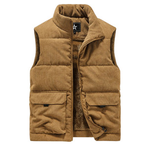 Cordylocked vest men in autumn and winter plus velvet warming vest retro lamb cashmere horses thickened large -size shoulder jacket