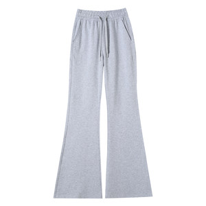 
Gray bootcut sweatpants for women, summer thin, pure cotton, high-waisted, slimming, tall, lengthened dopamine flared sweatpants