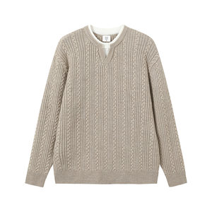 
BENPANDA Merino wool sweater old money style V-neck fake two-piece sweater for men 2025 autumn and winter new Henry collar