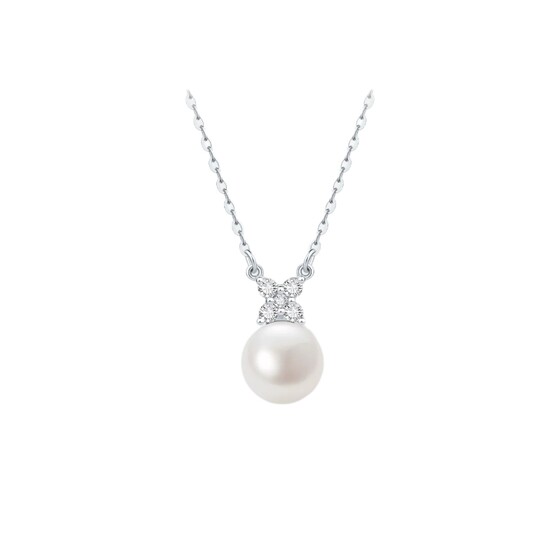 
Saturday Fortune Small Light Bulb Necklace Women's S925 Silver Freshwater Pearl Bow Pendant Elegant Holiday Gift for Girlfriend