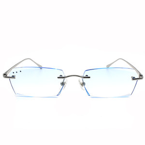 Matching myopia glasses Male frameless glasses, flat light anti -blue light radiation color change color cutting edge eye myopia mirror
