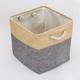 Linen Patchwork Foldable Storage Box with Cotton Rope Handle