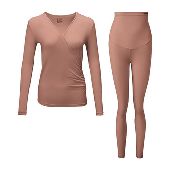 Manxi pregnant women's autumn clothes and autumn pants autumn and winter pure cotton breastfeeding warm leather thermal underwear set