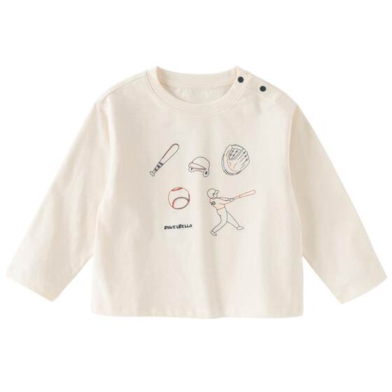 
David Bella children's pure cotton long-sleeved T-shirt 2026 spring new baby boy casual 5A antibacterial and anti-mite top