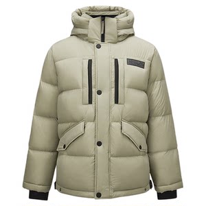 
Skecher summer men's short down jacket antibacterial antistatic heat storage warm and comfortable full zipper hooded jacket