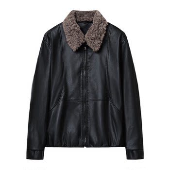 
Leather women's casual loose mom leather jacket