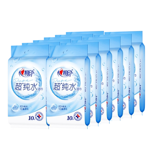 Heart -shaped super pure water wet scarf single -piece portable wet wet wet paper single piece small bag baby wet paper towel 12 packs
