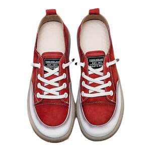 
Women's shoes retro genuine leather shoes 2026 spring new solid color slip-on flat shoes low-top soft-soled casual sneakers