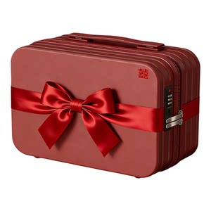 
Red wedding souvenir women's suitcase 14-inch portable small mini cosmetic case toiletry bag password suitcase