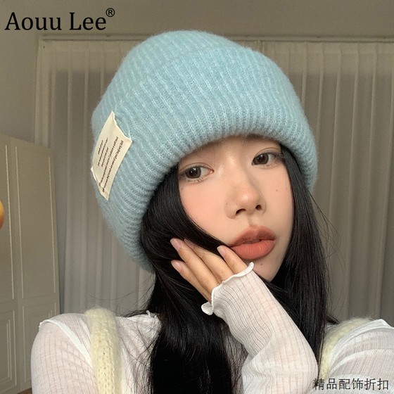 Aouu Lee韩版百搭针织帽子女新款加厚护耳堆堆帽保暖毛线包头冷帽