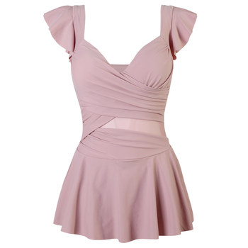 Hot spring swimsuit pink belly-covering one-piece vacation super slimming