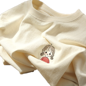 Cotton short -sleeved T -shirt women's summer loose design sense niche unique and unique high -level high -level high -end women's clothing

