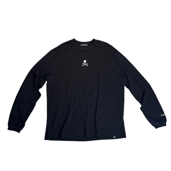 
mastermind dark trend brand skull letter print men's and women's loose version black cotton long-sleeved T-shirt