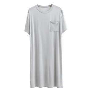 
Men's short-sleeved nightgown summer thin 2026 new pajamas bathrobe modal ice silk large size mid-length nightgown