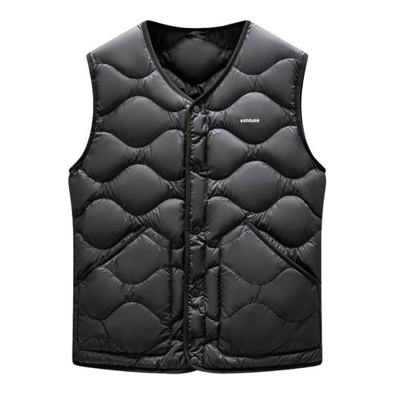 
Snow Fly 2025 winter new men's short round neck down vest business sports casual warm vest