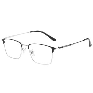 Automatic photosensitive color change business half-frame glasses for men's myopia can be matched with astigmatism anti-blue light flat eye frame