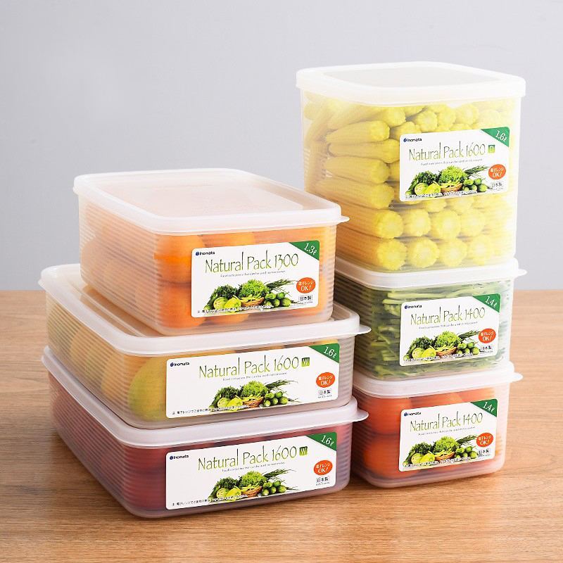 日本进口冰箱专用保鲜盒冷藏食品收纳盒塑料带盖密封盒密封罐套装