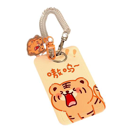 
Tulip Card Holder Elastic Cord Student School Card Bus Meal Card Protective Cover Keychain Work Card ID Cover Cute Female