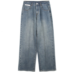 
DAL Retro Blue Loose Straight Jeans Men's 2026 Spring and Autumn New Washed Distressed Wide Leg Casual Pants