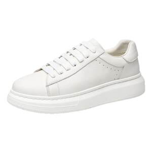 
Lei Jun's same top layer cowhide white shoes with thick sole heightened white sports shoes for men