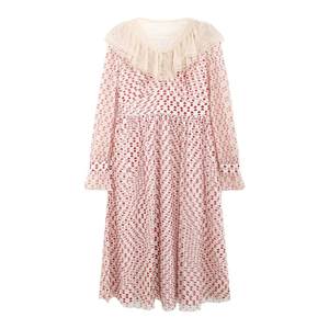 
Fankai Dress 2024 Spring Heart-shaped Flower Lotus Leaf Collar Long Sleeve Mid-length Skirt High Waist Slim Commuter Skirt