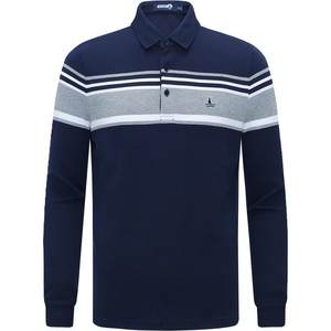 [Pure Cotton] Navigare Italian small sailing boat spring striped polo shirt men's long-sleeved casual lapel t-shirt
