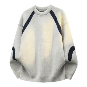 
WASSUP TPA American sweater men's autumn and winter new Japanese style lazy style contrast color round neck bottoming knitted sweater
