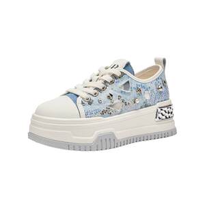 
HR Helena sneakers 2026 summer new style ripped denim canvas shoes thick-soled niche casual women's shoes breathable