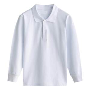 
Primary and secondary school students' school uniform polo shirt pure cotton lapel long sleeve T-shirt men and women children's white spring and autumn clothes plus velvet top