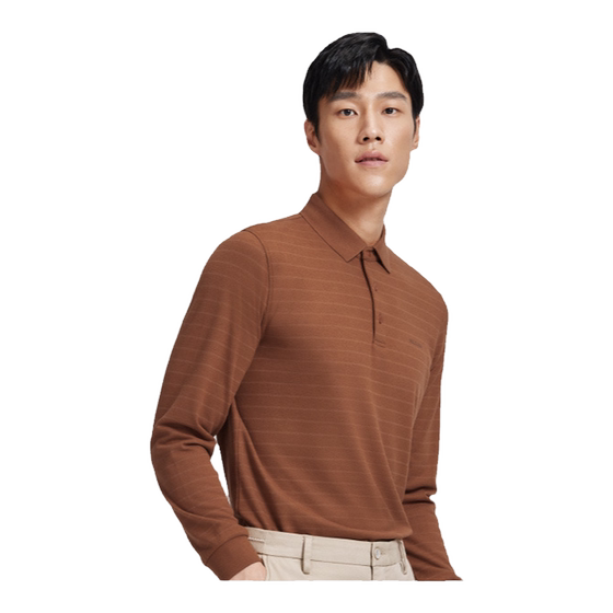 
[Mousse] Goldlion 2025 spring new men's long-sleeved T-shirt warm brushed lapel POLO shirt for men