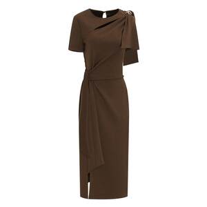 
IDPAN light dress-style Maillard style knitted dress dignified and elegant retro straight long skirt spring new style