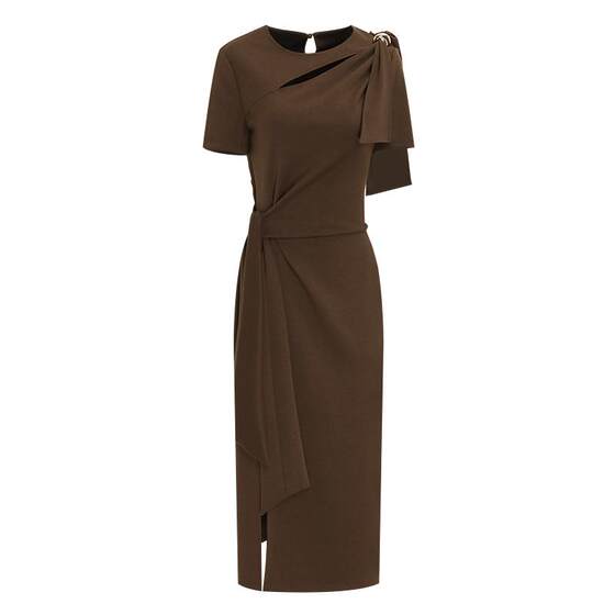 
IDPAN light dress-style Maillard style knitted dress dignified and elegant retro straight long skirt spring new style