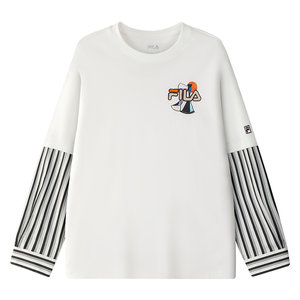 
FILA children's clothing long-sleeved T-shirt 2025 autumn new men's and large children's loose round neck pullover