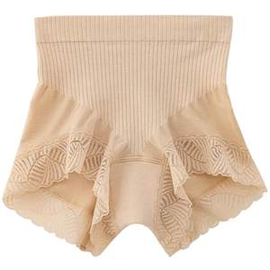 There are high -waisted underwear female abdomen, buttocks ligament silk crotch non -trace skin -friendly large size lace edge four -corner short panties