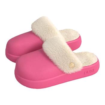 Puxi winter waterproof cotton slippers for women plus velvet to keep warm