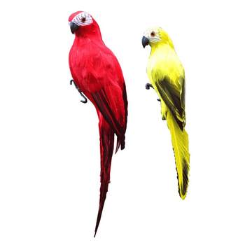 Simulated parrot ornaments and feathers are purely handmade