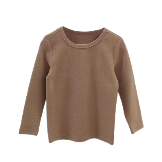 
Children's pure cotton bottoming shirts for autumn and winter, baby autumn clothes, round neck tops for boys and girls, long-sleeved T-shirts for large children, spring