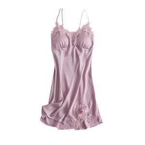 Lace suspender nightdress female summer ice silk sexy chest pad thin version 2024 new women's Korean version temptation pajamas