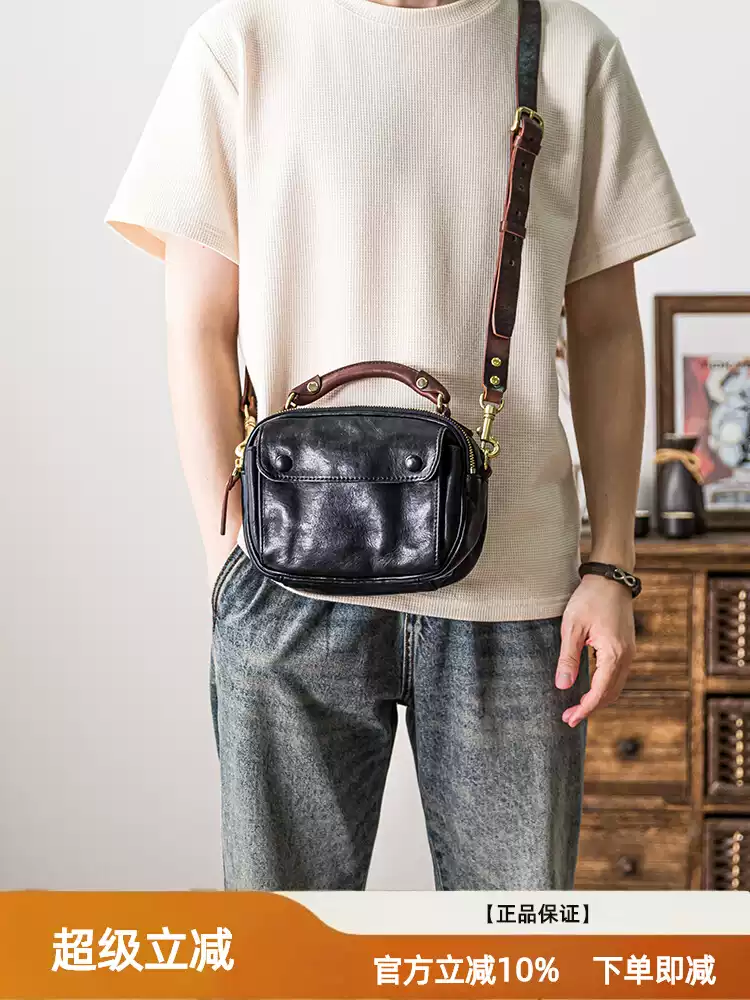 Genuine leather men's single-shoulder bag
